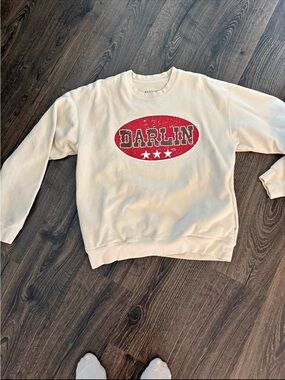 Darling Cream Crewneck with Red Oval Logo